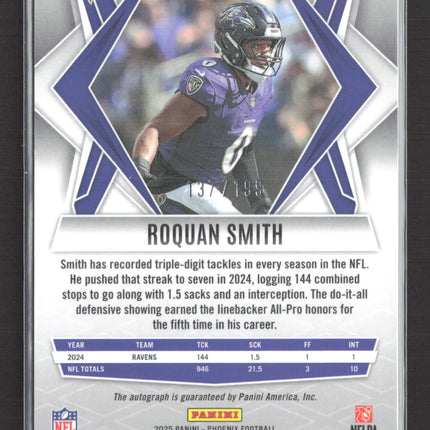 2025 Panini Phoenix Roquan Smith #96 137/199 Auto