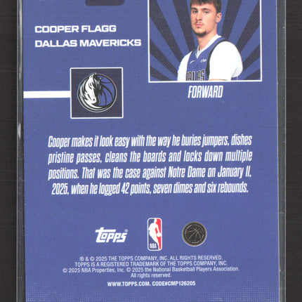 2025 Topps Limited Stock Legends Cooper Flagg #LST-1 RC