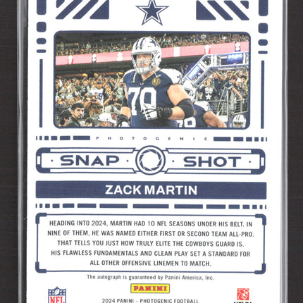 2024 Panini Photogenic Snap Shot Signatures Zack Martin #SSA-ZMA 39/49 Auto