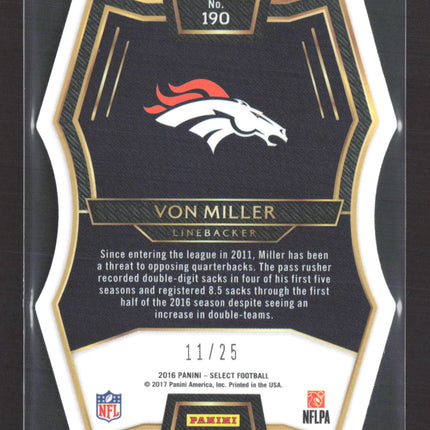 2017 Panini Select Von Miller #190 Tie-Dye Prizm Die-Cut /25