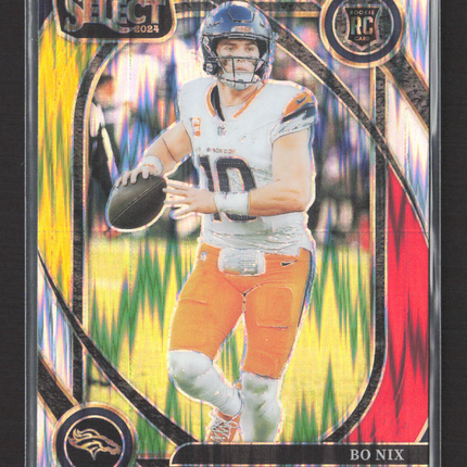 2025 Panini Select Prizm Bo Nix #221 RC Yellow Red Flash