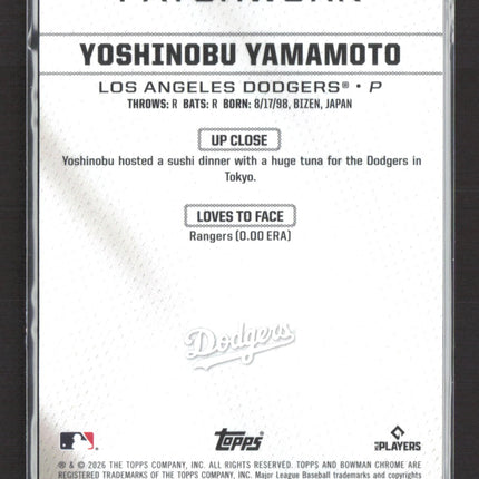 2026 Bowman Chrome Patchwork Yoshinobu Yamamoto #P-10