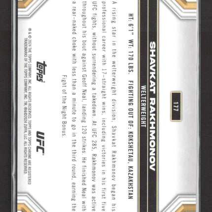2024 Topps Chrome UFC Shavkat Rakhmonov #177 Aqua /199