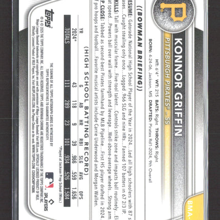 2025 Bowman Chrome Konnor Griffin #BMA-KG Mojo Refractor Auto