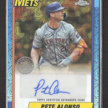 2025 Topps Chrome 1990 Topps Pete Alonso #PA Gold Mojo Refractor 14/50 Auto