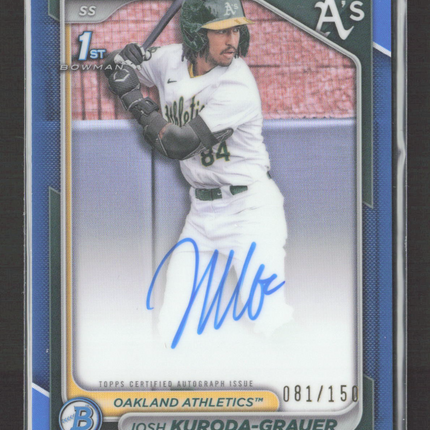 2024 Topps Bowman Chrome Josh Kuroda-Grauer #CPA-JK Blue Refractor 1st /150 Auto