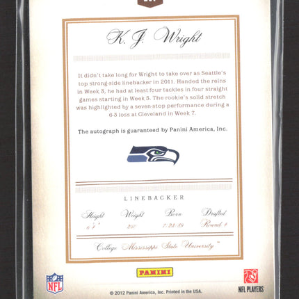2012 Panini Prime Signatures K.J. Wright #217 044/199 Auto