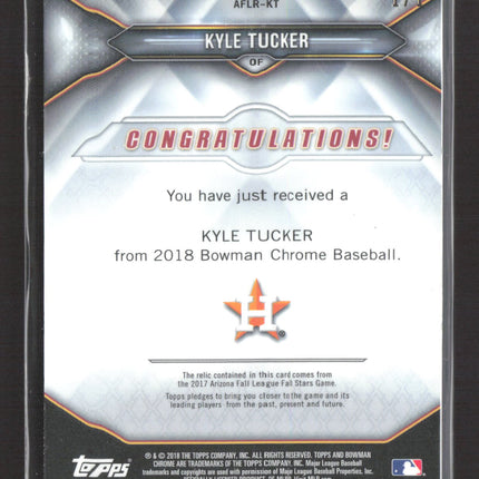 2018 Bowman Chrome Kyle Tucker #AFLR-KT Superfractor Game-Used Logoman Patch 1/1