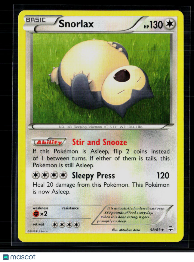 Pokemon 2016 Fates Collide Snorlax #58/83