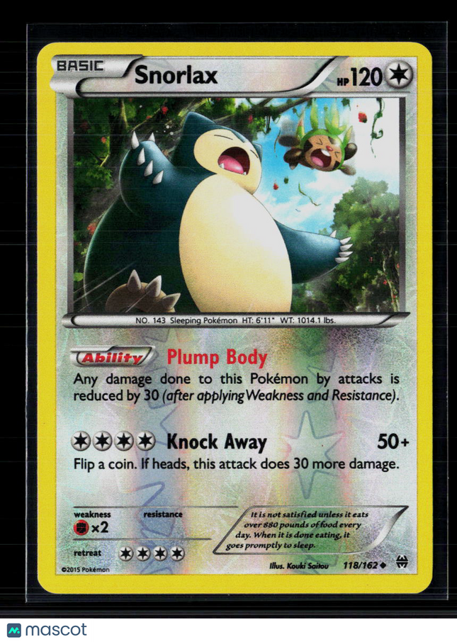Pokemon 2015 BREAKthrough Snorlax #118/162 Reverse Holo