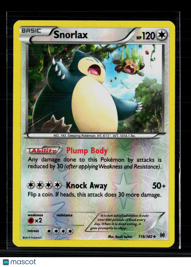 Pokemon 2015 BREAKthrough Snorlax #118/162 Reverse Holo
