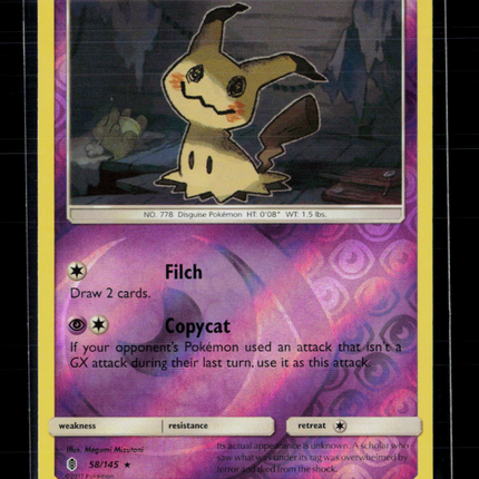 Pokemon 2017 Guardians Rising Mimikyu #58/145 Reverse Holo