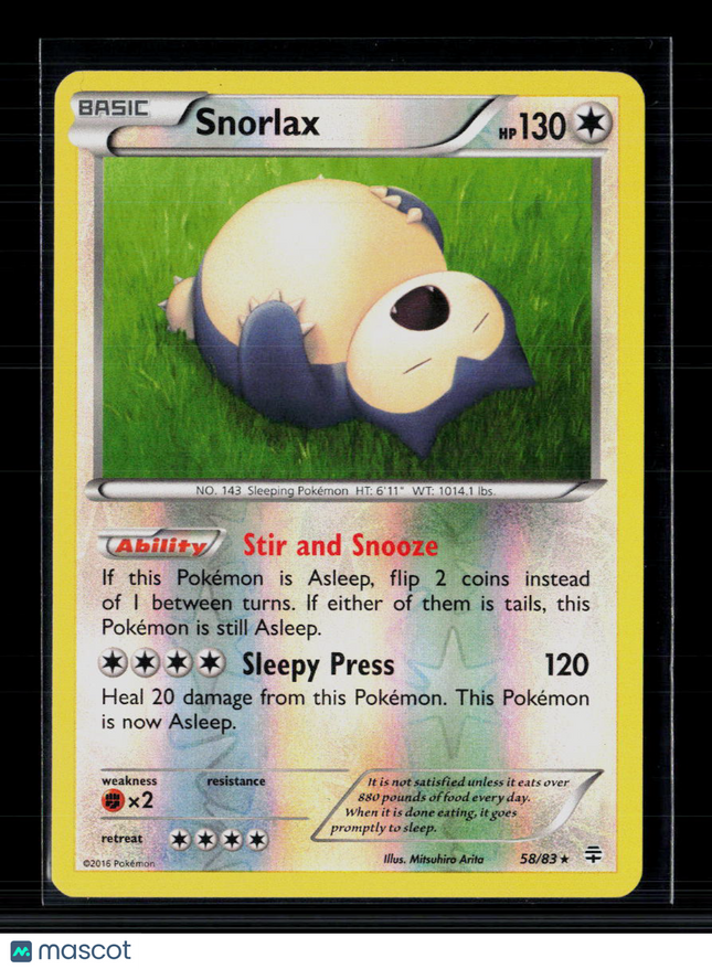 Pokemon 2014 XY Snorlax #80/106 Reverse Holo