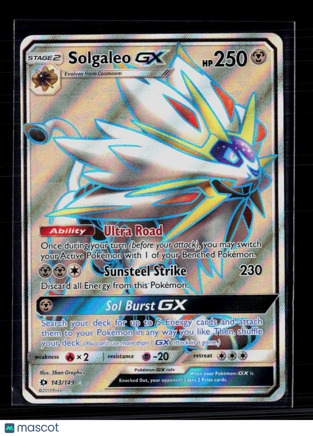 Pokemon 2017 Sun & Moon Solgaleo GX FA #143/149
