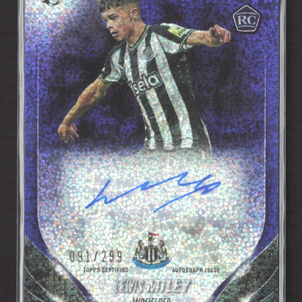 2024 Topps Chrome UEFA Lewis Miley #CA-ML Purple Speckle Refractor /299 RC Auto