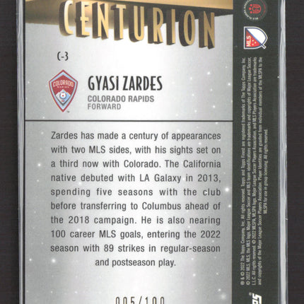 2022 Topps Finest Centurion Gyasi Zardes #C-3 Auto