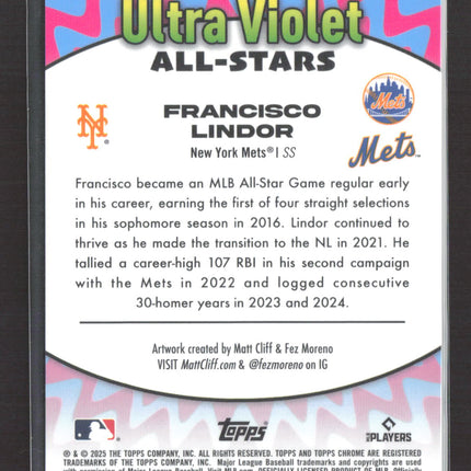 2025 Topps Chrome Ultra Violet All-Stars Francisco Lindor #UV-8 Orange /25