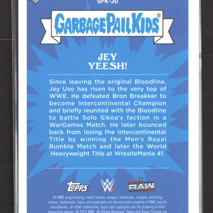 2026 Topps Garbage Pail Kids WWE Jey Uso #GPK-JU Red Refractor /5