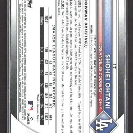 2025 Bowman Chrome Shohei Ohtani #17 Pink Wave Refractor /299