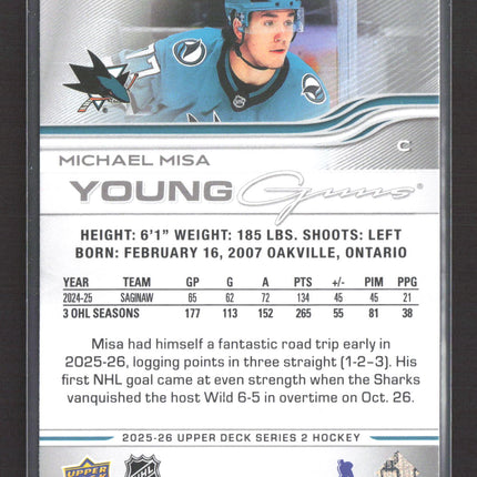 2025 Upper Deck Series 2 Hockey Young Guns Michael Misa #487