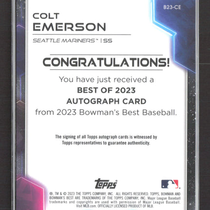 2023 Bowman's Best Colt Emerson #B23-CE 67/99 Auto Green Refractor