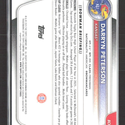 2025 Bowman Chrome University Darryn Peterson #BCP-2 Black Xfractor 03/10 1st