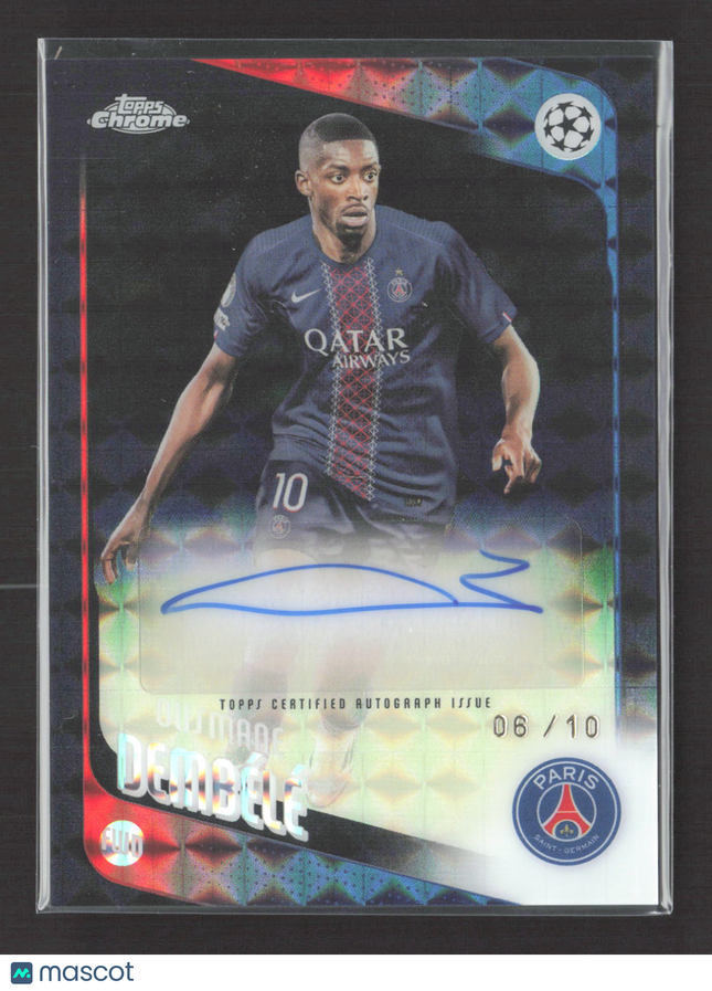 2026 Topps Chrome UEFA Club Competitions Ousmane Dembele #CA-OD Black /10 Auto