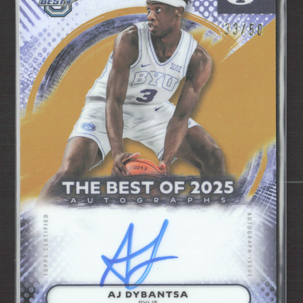 2026 Bowman University's Best AJ Dybantsa #BA-AD Gold Refractor Auto /50