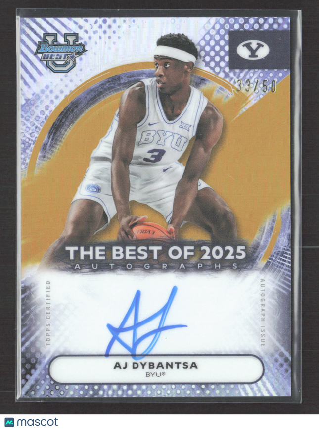 2026 Bowman University's Best AJ Dybantsa #BA-AD Gold Refractor Auto /50