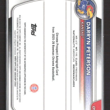 2025 Bowman Chrome University Darryn Peterson #CPA-DP 1st Bowman Auto