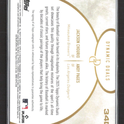2025 Topps Dynamic Duals Jackson Chourio Andy Pages #34D 01/25 Auto