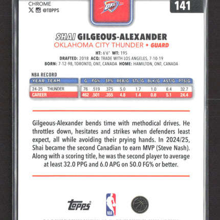 2025 Topps Chrome Shai Gilgeous-Alexander #141 Black Pulsar Refractor 08/10