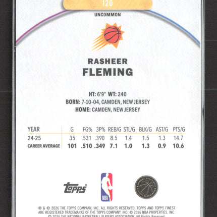 2026 Topps Finest Rasheer Fleming #120 Superfractor RC 1/1
