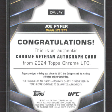 2024 Topps Chrome UFC Joe Pyfer #CVA-JPY Auto