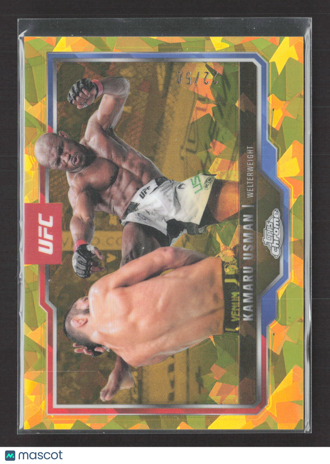 2025 Topps Chrome UFC Kamaru Usman #27 Gold Sapphire /50