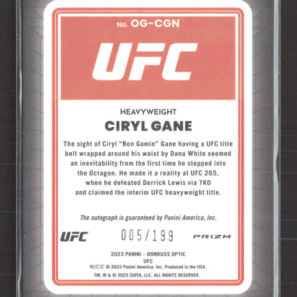 2023 Panini Donruss Optic Prizm Opti-Graphs Ciryl Gane #OG-CGN Red 005/199 Auto