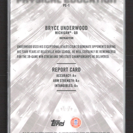 2025 Bowman Chrome Physical Education Bryce Underwood #PE-1 Refractor