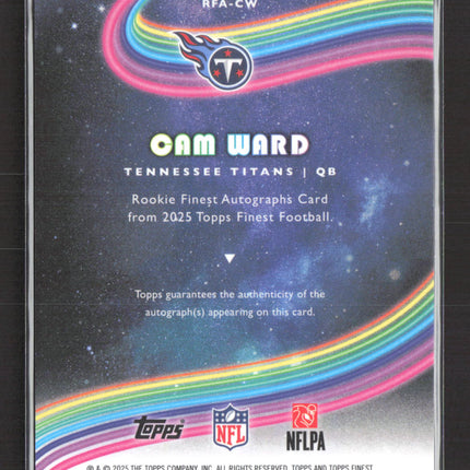 2025 Topps Finest Cam Ward #RFA-CW RC Auto