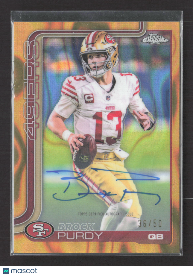 2025 Topps Chrome Brock Purdy #BA-BP Gold Lava Refractor 36/50 Auto