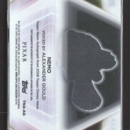 2026 Topps Disney Neon Alexander Gould as Nemo 18/99 Auto Acetate #TNA-AG
