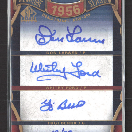 2012 Upper Deck SP Don Larsen Whitey Ford Yogi Berra #SS3-56WS 12/20 Auto