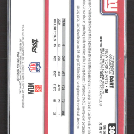 2025 Topps Chrome Jaxson Dart #306 RayWave RC