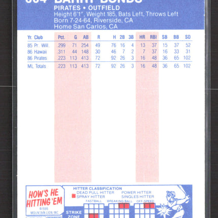 1987 Fleer Barry Bonds #604