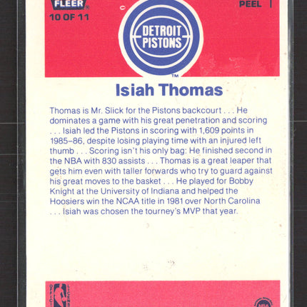 1986 Fleer Stickers Isiah Thomas #10