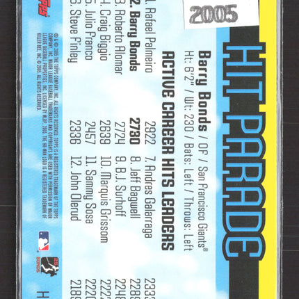 2005 Topps Hit Parade Barry Bonds #HIT2