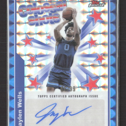 2025 Topps Finest Colossal Shots Jaylen Wells #BSA-JW Geometric Blue /99 Auto