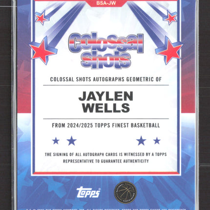 2025 Topps Finest Colossal Shots Jaylen Wells #BSA-JW Geometric Blue /99 Auto