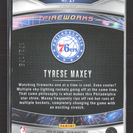 2024 Panini Prizm Fireworks Tyrese Maxey #17 Blue 172/175