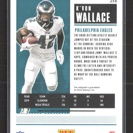 2020 Panini Contenders Football K'Von Wallace #258 Auto