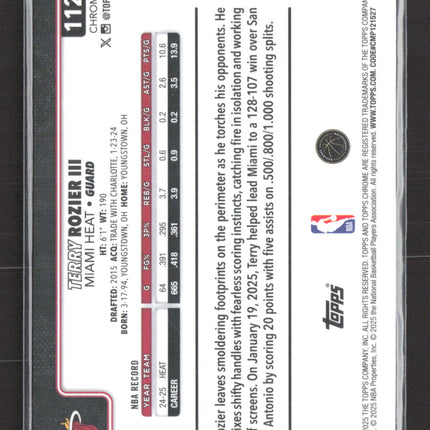 2025 Topps Chrome Basketball Terry Rozier III #112 Aqua RayWave /199